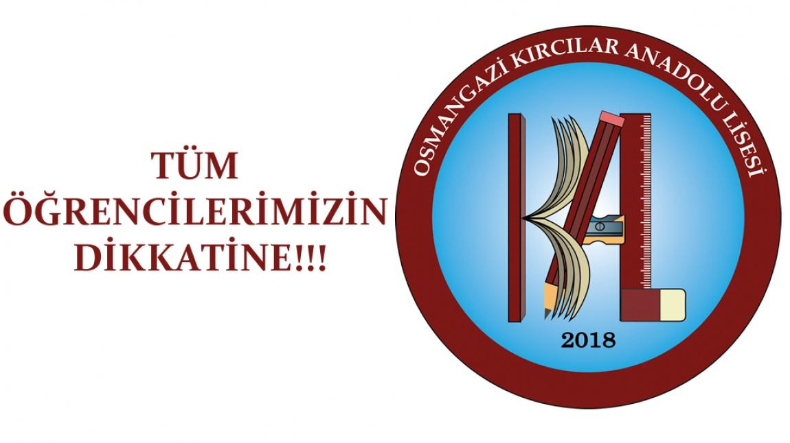  Osmangazi Kırcılar Anadolu Lisesi 2023/2024 Eğitim Öğretim Yılı Şubat Dönemi Sorumluluk Sınav Takvimi Yayınlandı